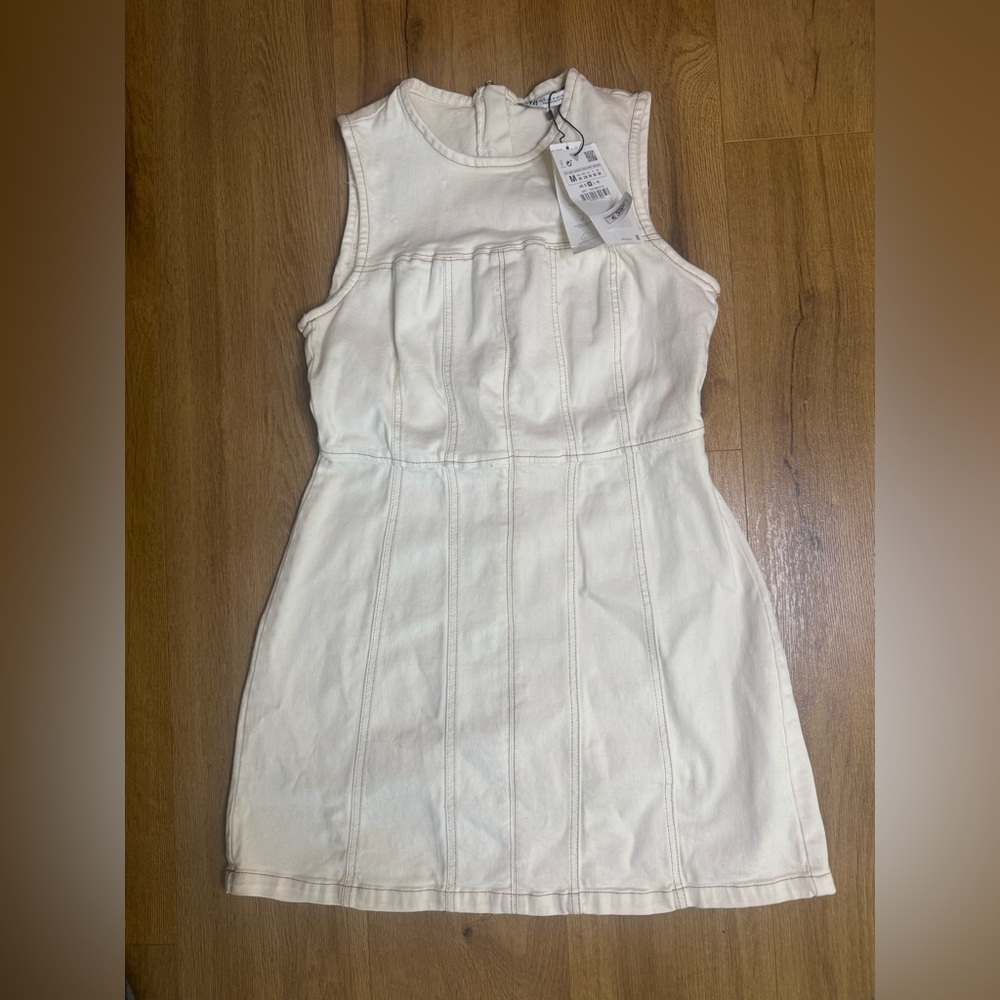 Zara white mini denim dress m NWT